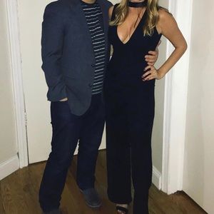 V Neck Jumpsuit - Black